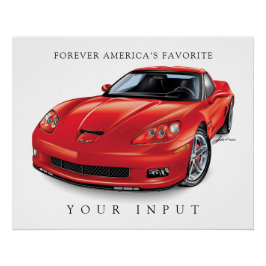 ELEGANT Z06 RED ZEICHNEND POSTER
