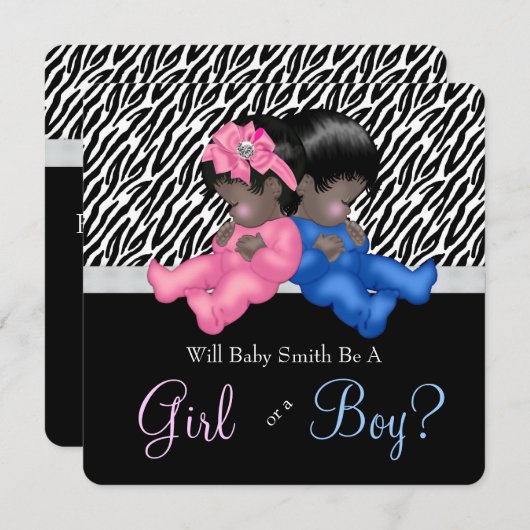 Elegant Zebra Baby Gender Reveal Shower Einladung (Vorne/Hinten)
