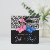 Elegant Zebra Baby Gender Reveal Shower Einladung (Stehend Vorderseite)
