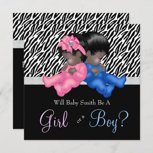Elegant Zebra Baby Gender Reveal Shower Einladung (Vorne/Hinten)