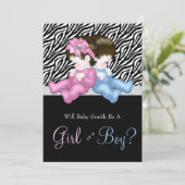 Elegant Zebra Gender Reveal Shower Einladung (Stehend Vorderseite)
