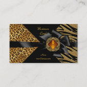 Elegant Zebra Leopard Black Gold Visitenkarte (Vorderseite)