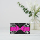 Elegant Zebra Leopard Black Hot Pink 2 Visitenkarte (Stehend Vorderseite)