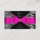 Elegant Zebra Leopard Black Hot Pink Visitenkarte (Vorderseite)
