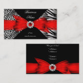 Elegant Zebra Leopard Black Red Visitenkarte (Vorne/Hinten)