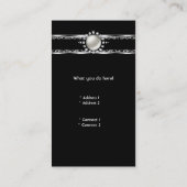 Elegant Zebra Leopard Black Silver Diamond Pearl Visitenkarte (Rückseite)