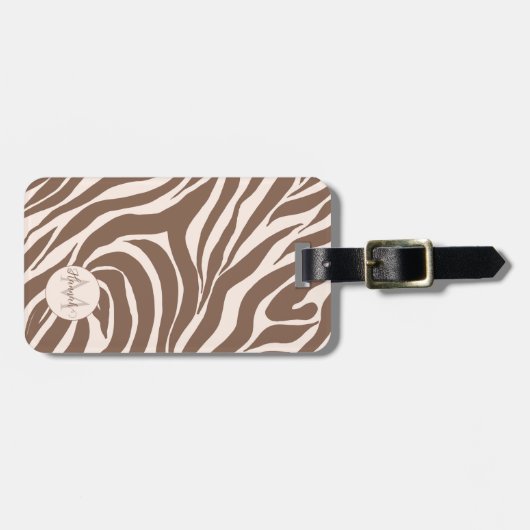 Elegant Zebra Mocha Pattern Gepäckanhänger (Vorderseite horizontal)