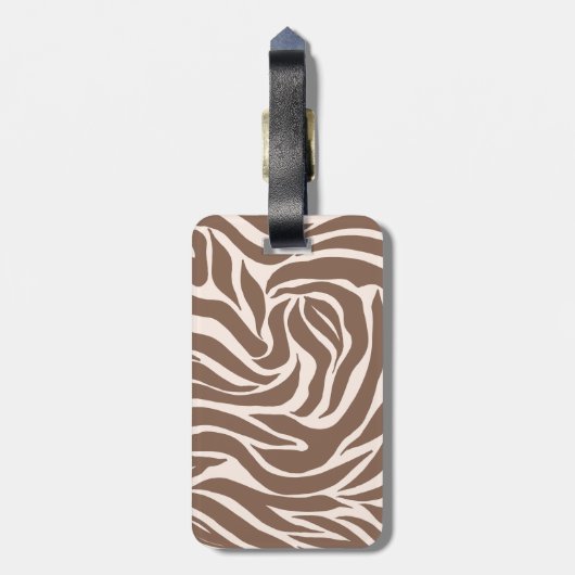 Elegant Zebra Mocha Pattern Gepäckanhänger (Rückseite vertikal)