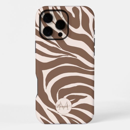 Elegant Zebra Mocha Pattern iPhone Hülle (Rückseite)