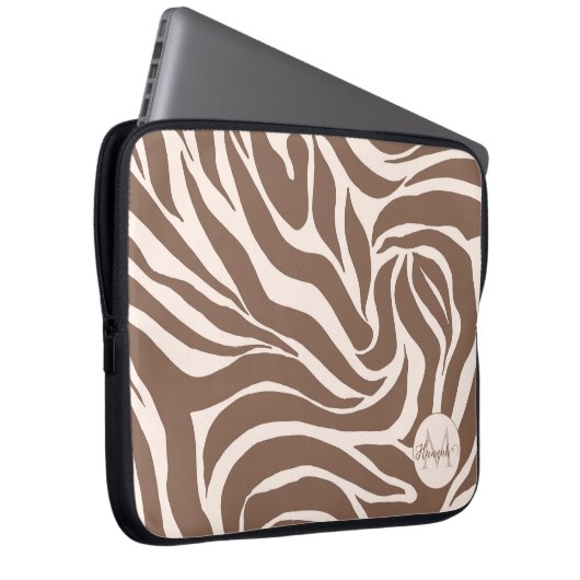 Elegant Zebra Mocha Pattern Laptopschutzhülle (Vorne Rechts)