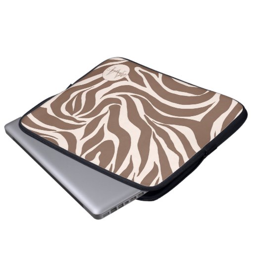 Elegant Zebra Mocha Pattern Laptopschutzhülle (Vorne Knopf)