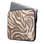 Elegant Zebra Mocha Pattern Laptopschutzhülle (Vorderseite Links)