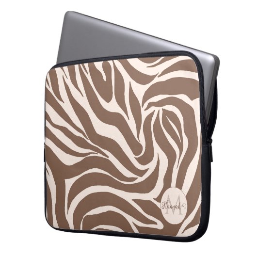 Elegant Zebra Mocha Pattern Laptopschutzhülle (Vorderseite Links)