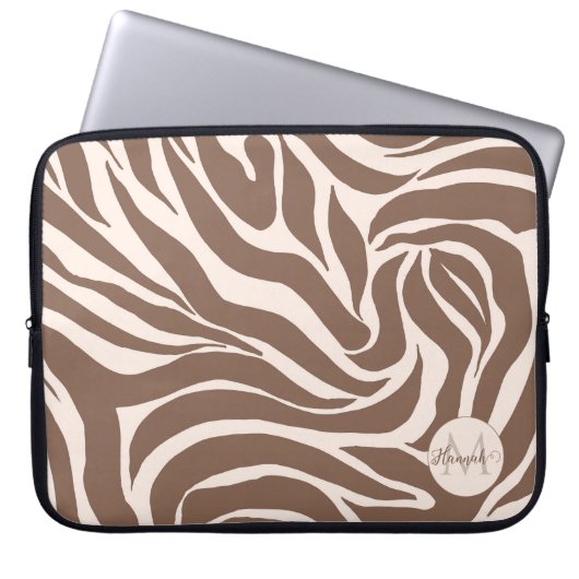 Elegant Zebra Mocha Pattern Laptopschutzhülle (Vorderseite)