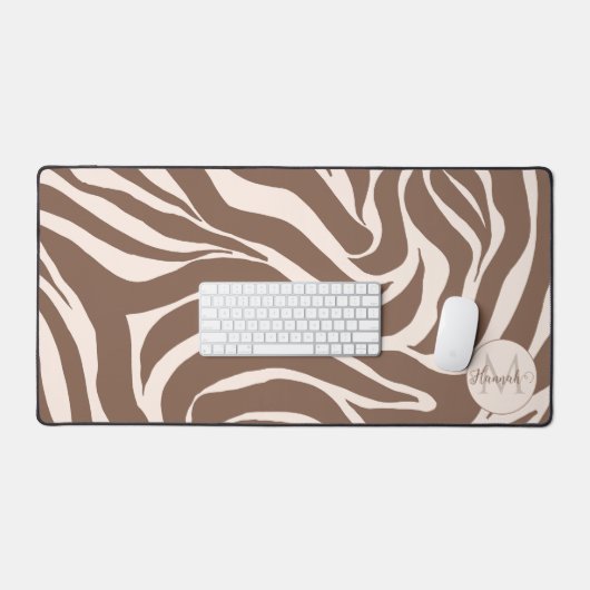 Elegant Zebra Mocha Pattern Schreibtischunterlage (Tastatur & Maus)
