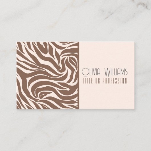 Elegant Zebra Mocha Pattern Visitenkarte (Vorderseite)
