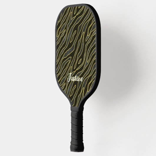 Elegant Zebra Muster Name Script Pickleball Schläger (Links)