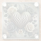 Elegant Zebra Print Heart & Rose Glasuntersetzer (Rückseite)