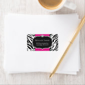 Elegant Zebra Print Hot Pink Wedding Baby Shower Adressaufkleber (Insitu)