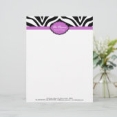 Elegant Zebra Print Letterhead Briefbogen (Stehend Vorderseite)