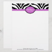 Elegant Zebra Print Letterhead Briefbogen (Vorne/Hinten)