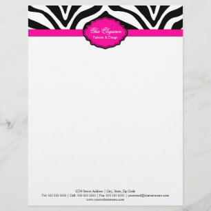 Elegant Zebra Print Letterhead Briefkopf