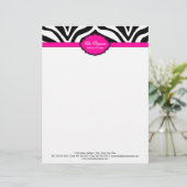 Elegant Zebra Print Letterhead Briefkopf (Stehend Vorderseite)