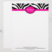 Elegant Zebra Print Letterhead Briefkopf (Vorne/Hinten)