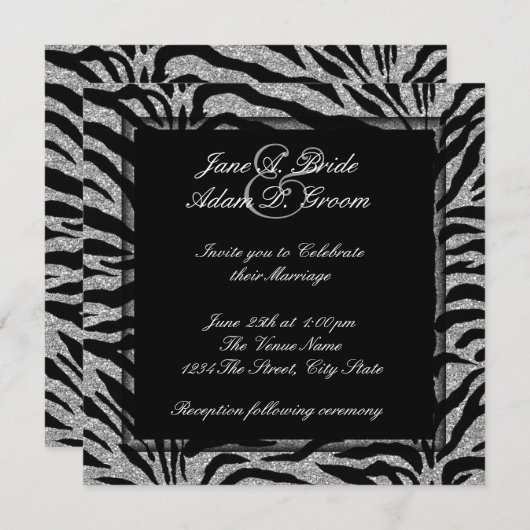 Elegant Zebra Wedding Einladung (Vorne/Hinten)