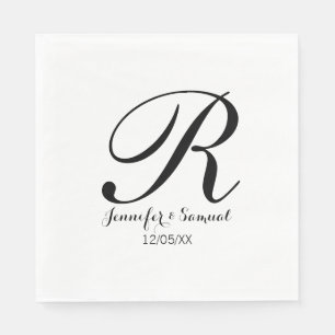 Elegant & zeitgenössisches Monogramm & Datum Napki Serviette