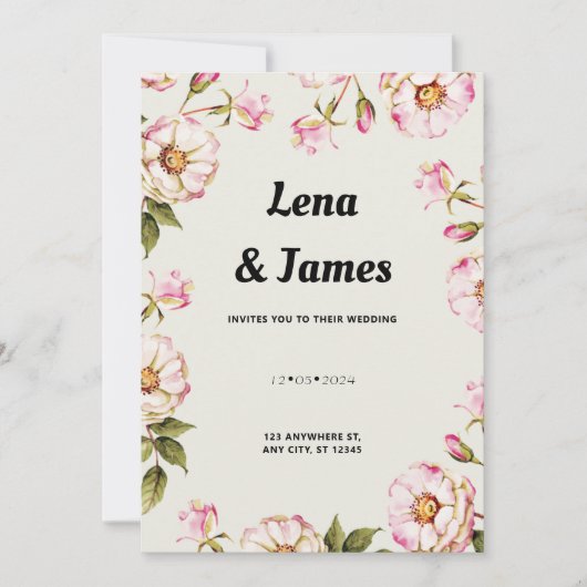 Elegant & zeitlos weiße Blüte Einladung (Vorderseite)