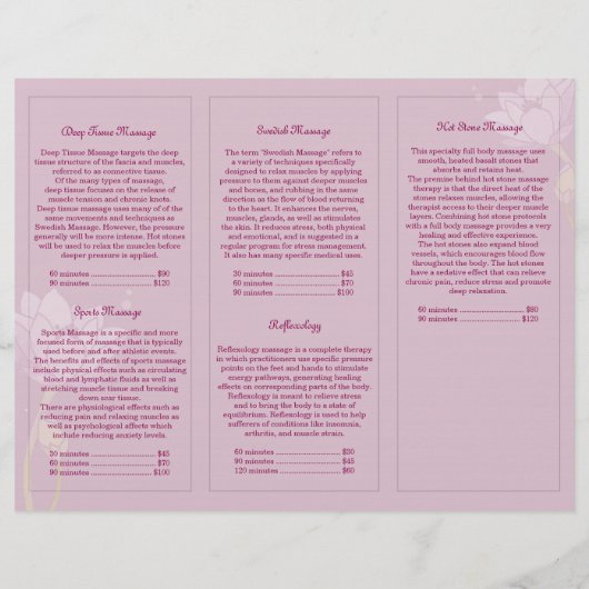 Elegant Zen Lotus Tri Falten Broschüren (Rückseite)