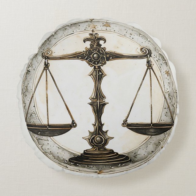 Elegant Zodiac Libra Symbol Rundes Kissen (Vorderseite)