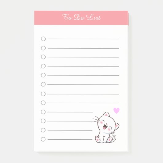 Elegant zu machen List & White Kitty Cat Post-it Klebezettel (Vorderseite)