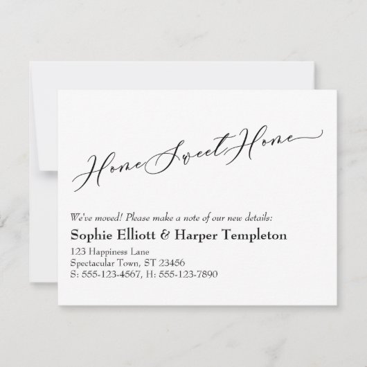 Elegant Zuhause Sweet Zuhause New Address Ankündig Mitteilungskarte (Vorderseite)