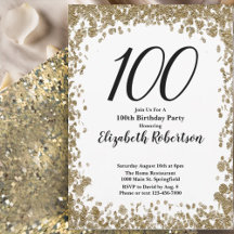 Elegante 100. Geburtstagseinladung für sie in Gold