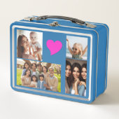 Elegante 10 Fotos, rosa Lila Herzen, blau Metall Brotdose (Vorderseite)