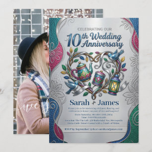 Elegante 10. Hochzeitstag-Jubiläumsfeier Foto Einladung