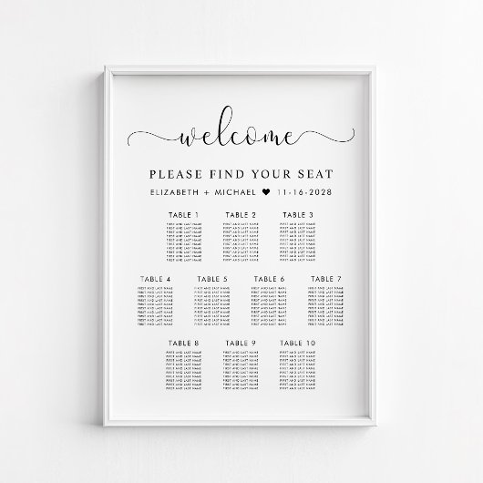 Elegante 10 Tabelle Hochzeitssatellite Poster