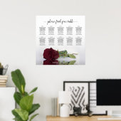 Elegante 10 Table Burgundy Rose Seating Chart Poster (Heimbüro)