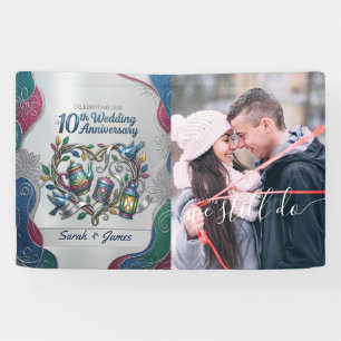 Elegante 10. Zinnene Hochzeitsjubiläums-Foto-Willk Banner