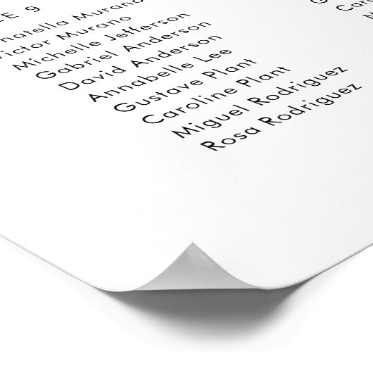 Elegante 12 Tische finden Ihre Sitzkarte Poster (Ecke)