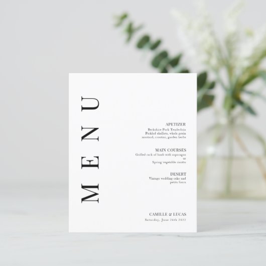 Elegante 12x18" Menü "Karten mit Hochzeitstisch" F (Stehend Vorderseite)