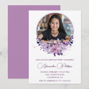Elegante 13. Geburtstagseinladung Foto Floral Boho Einladung