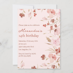 Elegante 14. Geburtstagseinladungen Floral Chic Einladung
