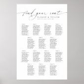 Elegante 14 Tische finden Ihre Sitzkarte Poster (Vorne)