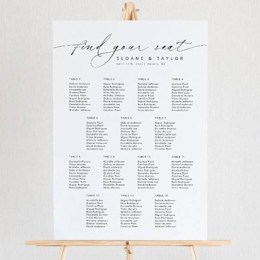 Elegante 14 Tische finden Ihre Sitzkarte Poster