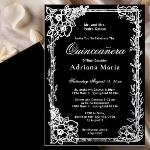 Elegante 15. Geburtstags-Quinceanera-Silber Folieneinladung