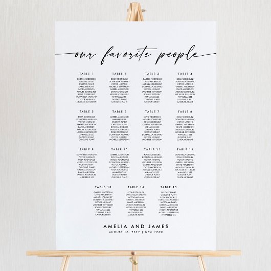 Elegante 15 Tische Favoriten Sitzkarte Poster