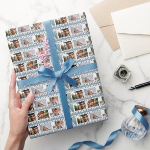 Elegante 16-Foto-Filmnegativ Blau für jeden Anlass Geschenkpapier